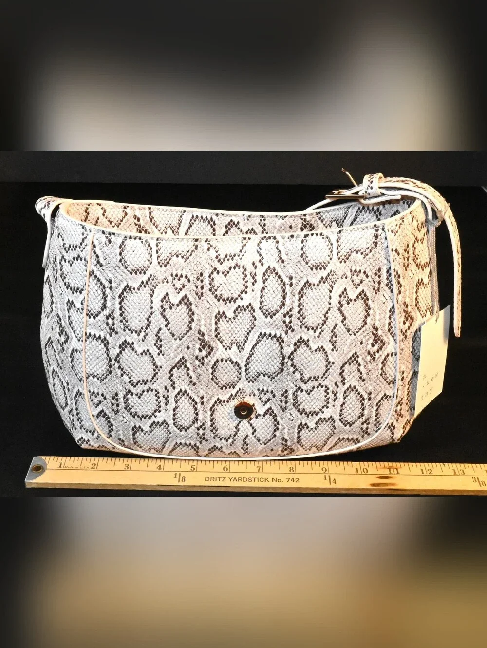 NWT A New Day Faux-Leather Snake-Print Baguette Shoulder Bag GrayBlack Monochrom